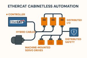 EtherCAT Cabinetless Automation: Power, Wiring, Safety & Real-Time Control for Distributed Machines