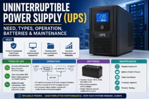 Uninterruptible Power Supply (UPS): Need, Types, Operation, Batteries & Maintenance